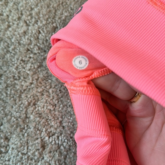 LULULEMON Pink Orange Sunset Energy Bra High Neck Long Line Rib 6 - Picture 7 of 7